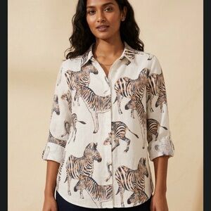 Jane and Delancey Zebra Print Button-Down Shirt